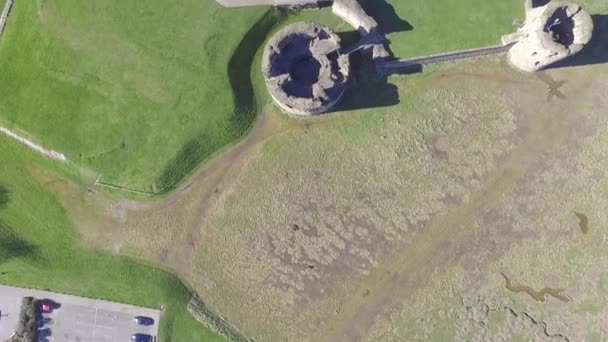 Drone Video Aerial View Flint Castle Summer North East Wales — Stockvideo
