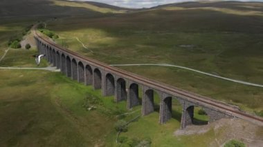 drone video, Viaduct bridge with arches 