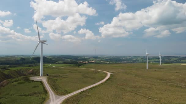 Drone Video Caton Moor Wind Farm Wind Turbines — Videoclip de stoc