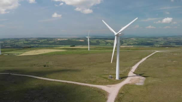 Drone Video Caton Moor Wind Farm Ανεμοστρόβιλους — Αρχείο Βίντεο
