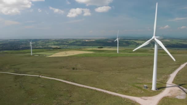 Drone Vidéo Caton Moor Parc Éolien Avec Éoliennes — Video