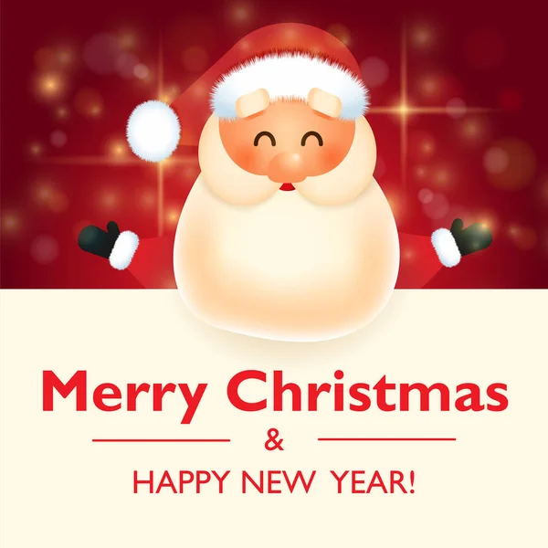 Büyük tabelası olan Noel Baba. Mutlu Noeller yazı dizaynı. Tatil kutlamaları için yaratıcı bir tipografi. Vektör