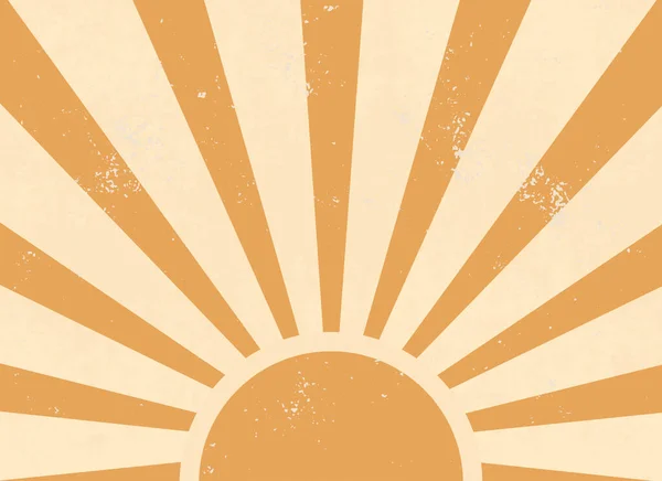 Vintage sol retro banner fondo. Estallido de sol grunge amarillo. Ilustración vectorial. — Vector de stock