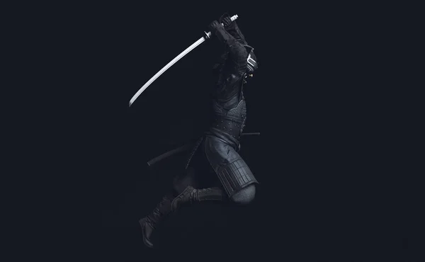 Samurai Wearing Armor Wielding Sword Side View Illustration — Stock Photo, Image