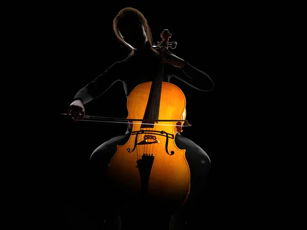 Silhouette Female Playing Cello Illustration — Stock Photo, Image