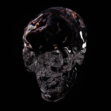 Delicate crystal skull. 3d illustration.
