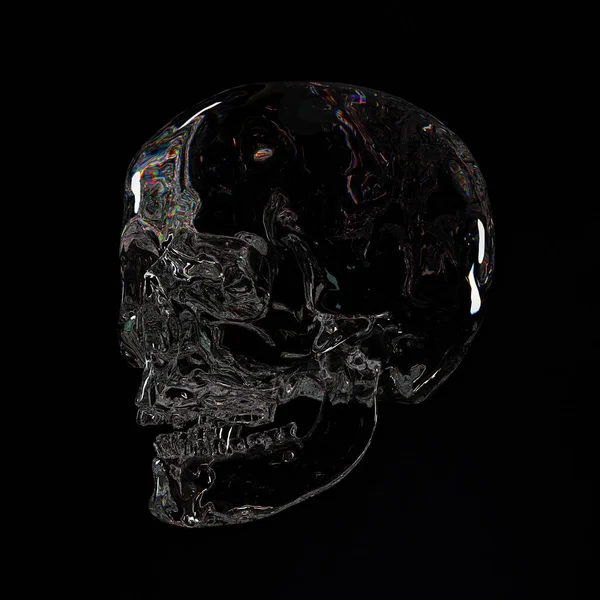 Delicate Crystal Skull Dark Background Illustration — Stok fotoğraf