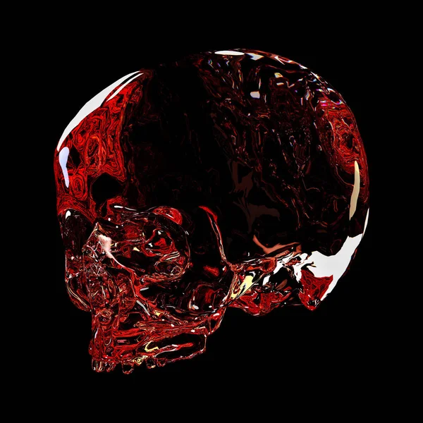 Kırmızı kristal kafatası. 3B illüstrasyon.