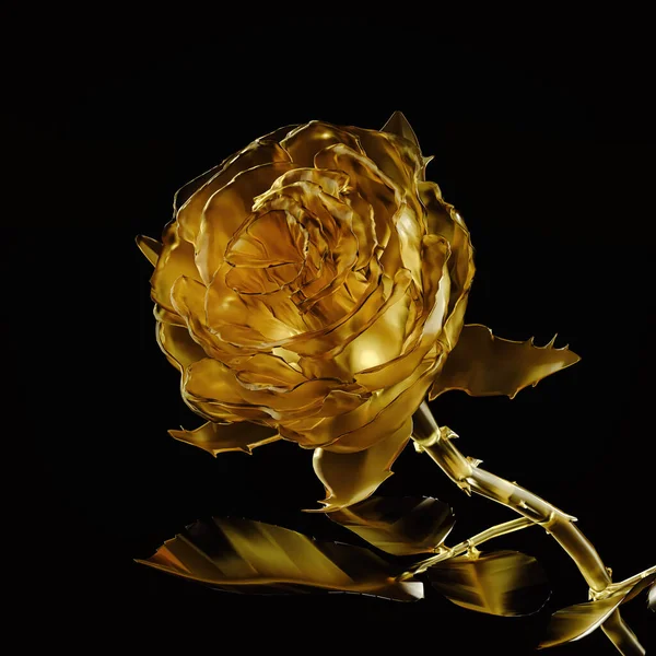 Yellow Roses Made Frosted Glass Dark Background Illustration — Zdjęcie stockowe