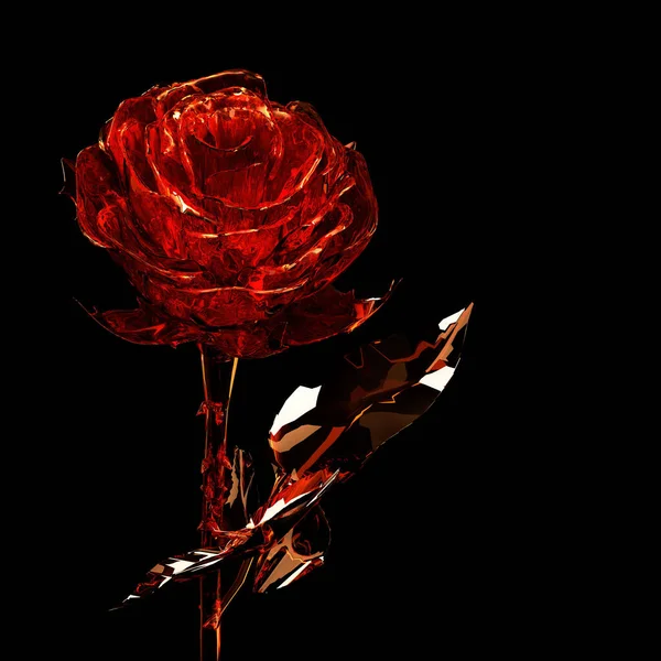 Koyu arkaplanda camdan yapılmış kırmızı güller. 3d illüstrasyon.