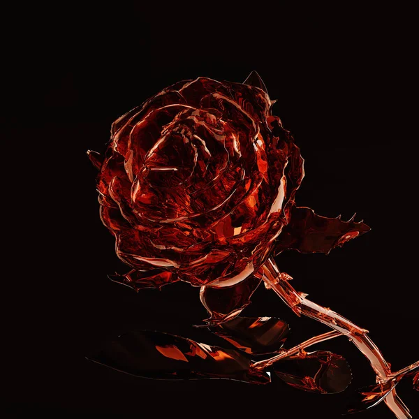 Red Roses Made Glass Dark Background Illustration — Zdjęcie stockowe
