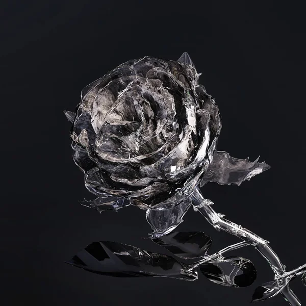 Roses Made Glass Dark Background Illustration — Zdjęcie stockowe