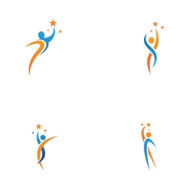Başarı insanlar yıldız logo vektörü 