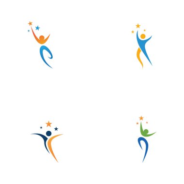 Başarı insanlar yıldız logo vektörü 