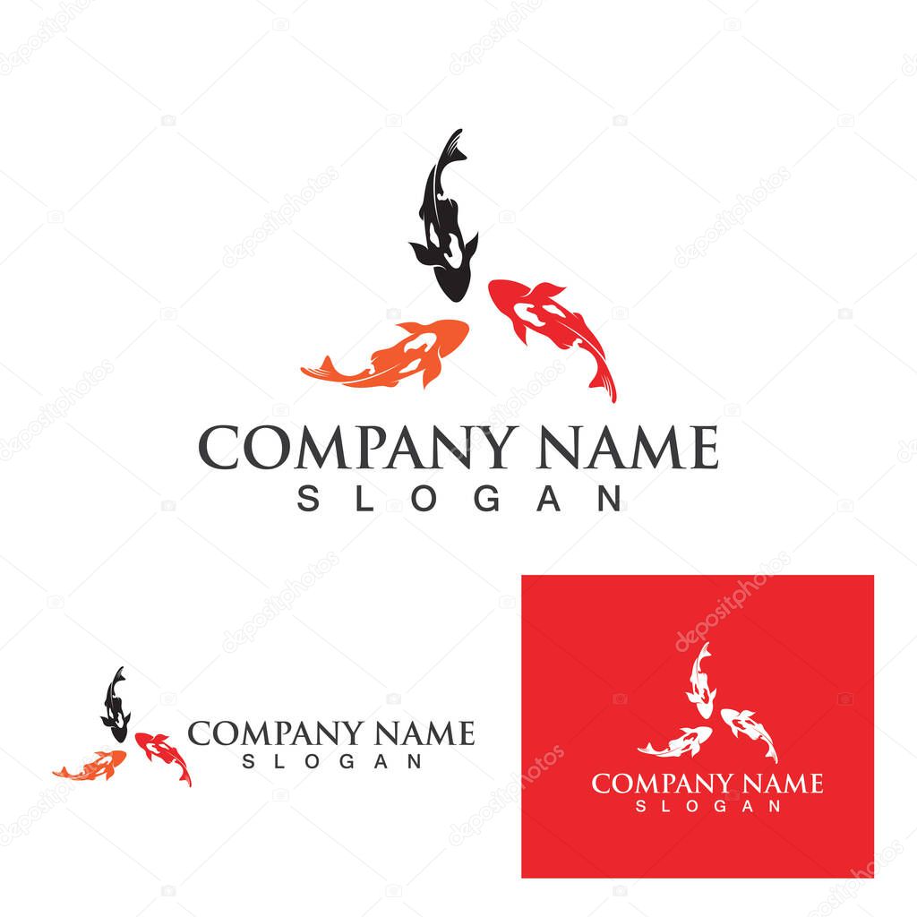 Fish KOI logo template. Creative vector symbol