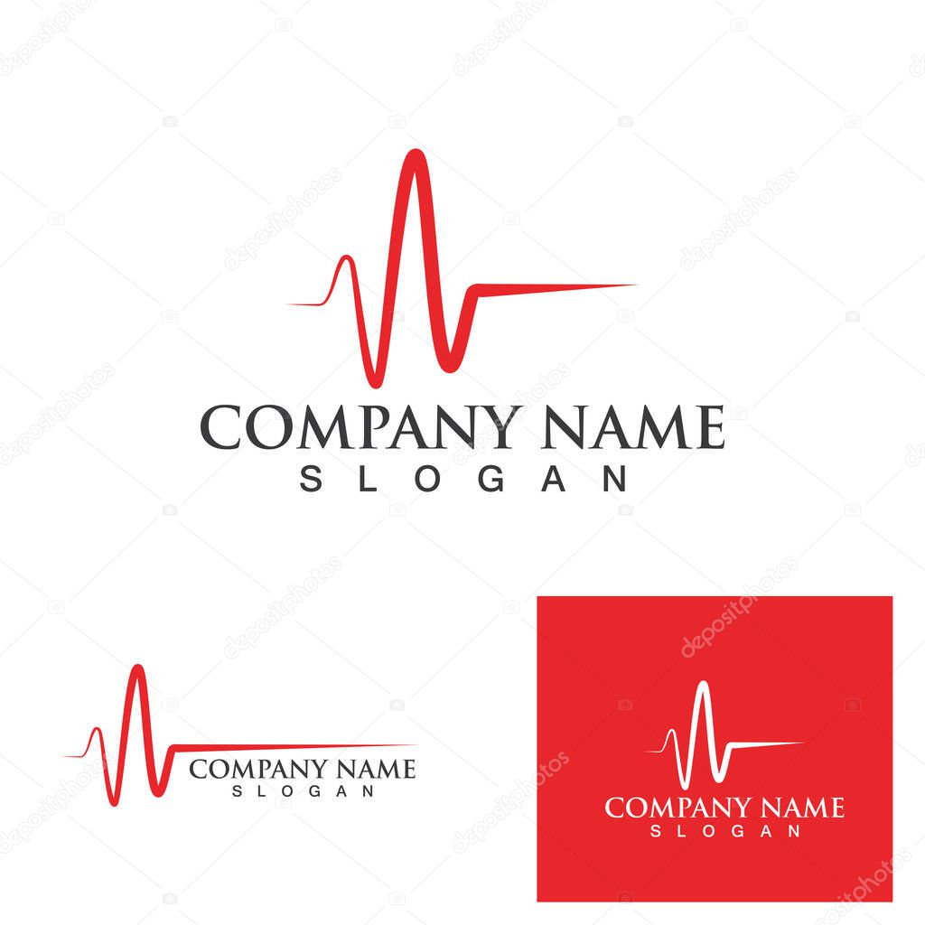 Heart beat hopital logo vector