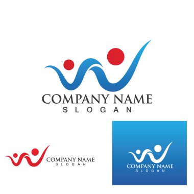 W Harfi Logo Şablonu vektör çizimi tasarımı