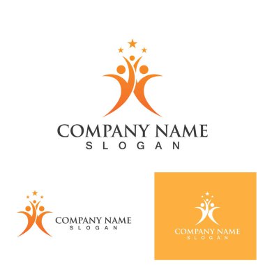 Başarı insanlar yıldız logo vektörü