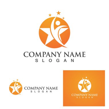 Başarı insanlar yıldız logo vektörü