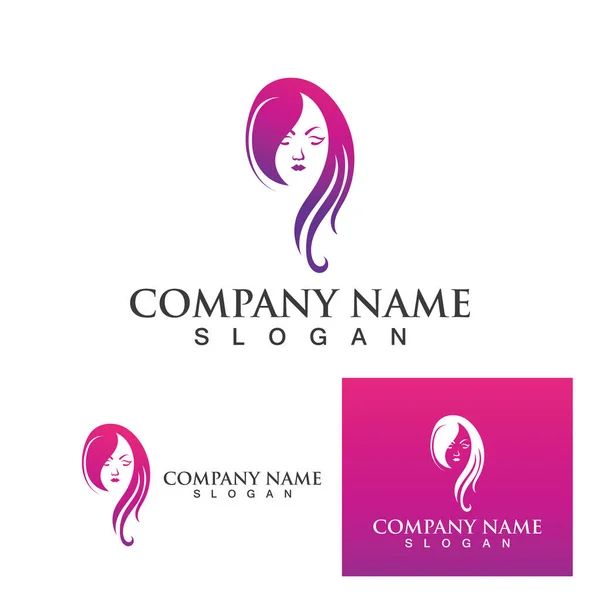 Femme Salon Coiffure Logo Symbole Vecteur — Image vectorielle