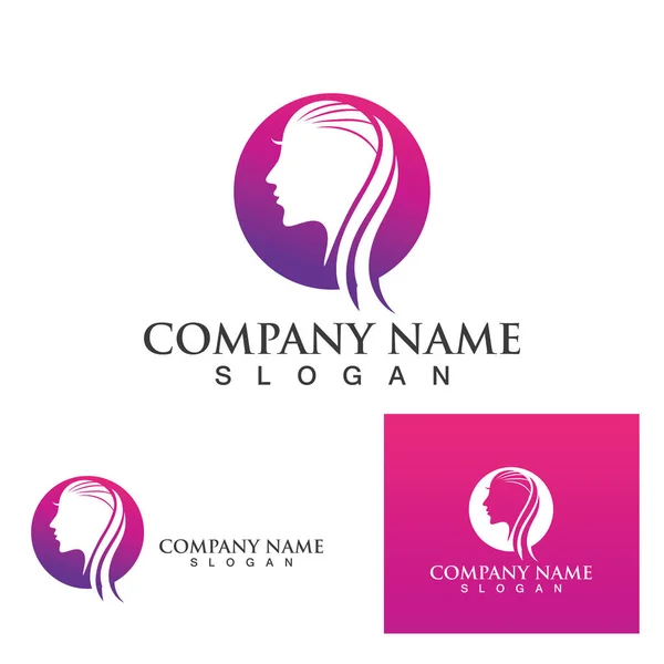Femme Salon Coiffure Logo Symbole Vecteur — Image vectorielle