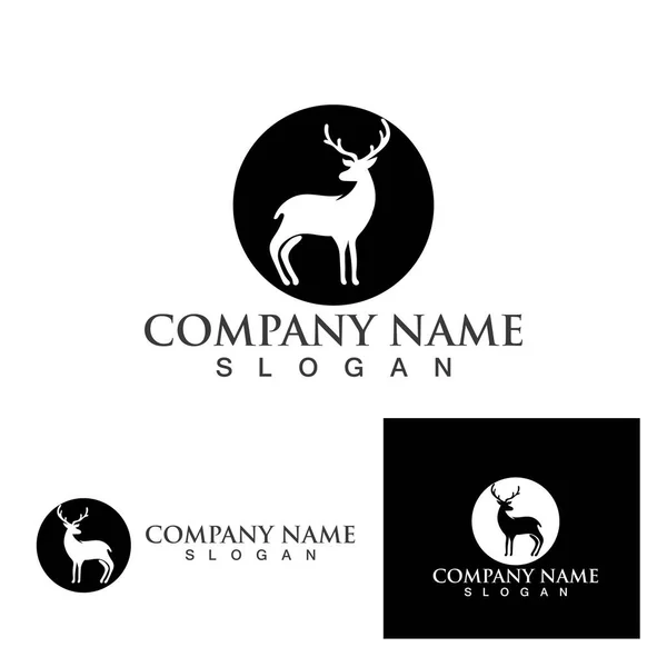 Modelo Logotipo Veado Ícone Vetor Ilustração Design — Vetor de Stock