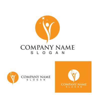 İnsanlar yıldız başarısı logosu çizim vektör tasarımı imzaladı