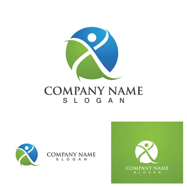Personagem Humano Logotipo Sinal Ilustração Vetor Design —  Vetores de Stock