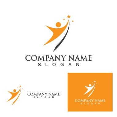 İnsanlar yıldız başarı logosu ve sembol vektörü
