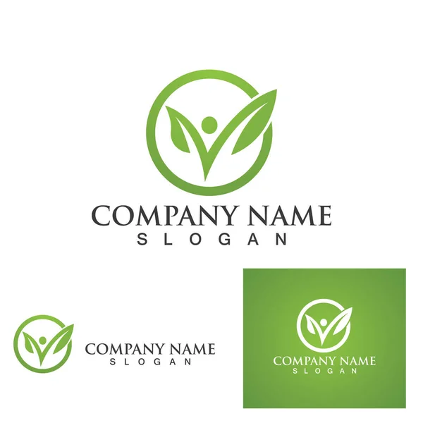Blad Mensen Logo Vector Afbeelding — Stockvector
