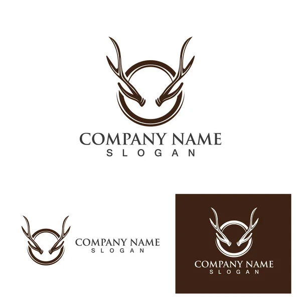 Deer Horn Logo Template Vetor Design — Vetor de Stock