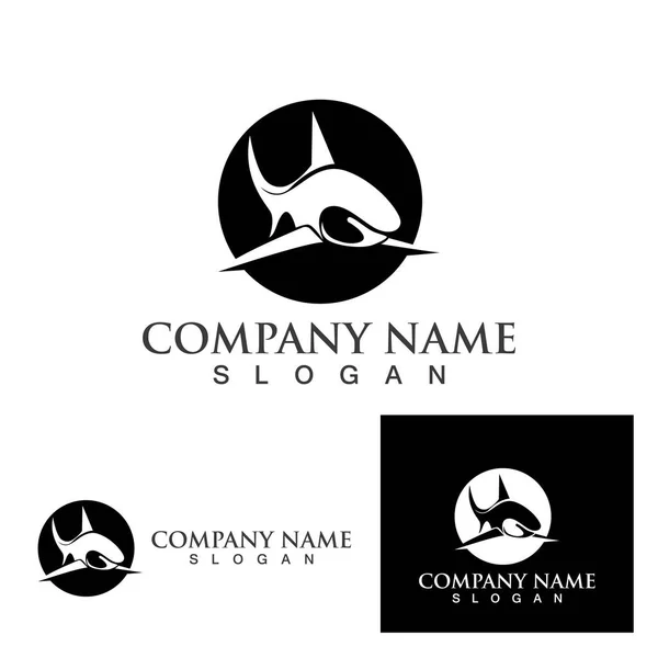 Tubarão Aleta Logotipo Modelo Vetor Ícone Ilustração Design — Vetor de Stock