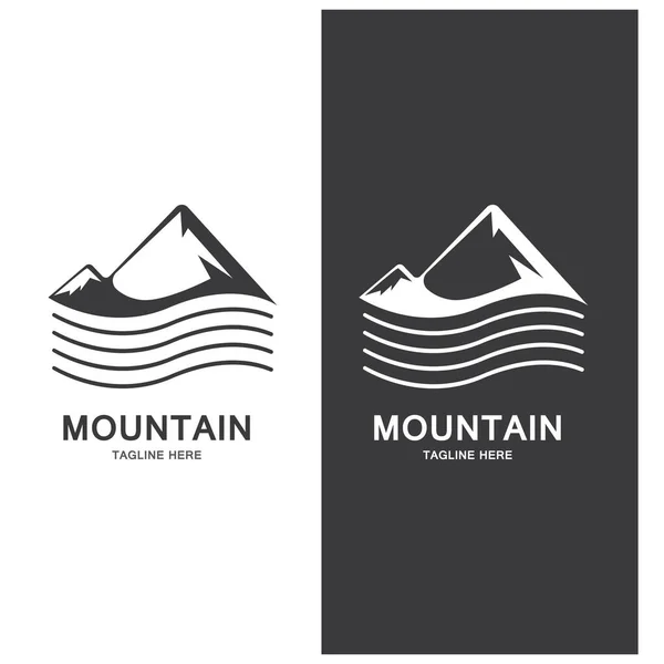 Dağ Dalga Logosu Manzara Simgeleri Şablonu — Stok Vektör