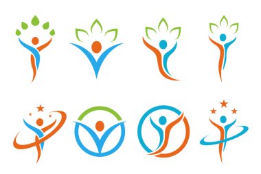 İnsan karakteri logosu çizim vektörü tasarımı