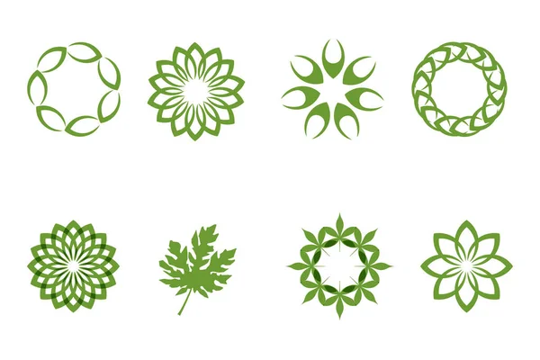 Λογότυπα Πράσινων Φύλλων Δέντρων Οικολογία Φύση Στοιχείο Διάνυσμα — Διανυσματικό Αρχείο