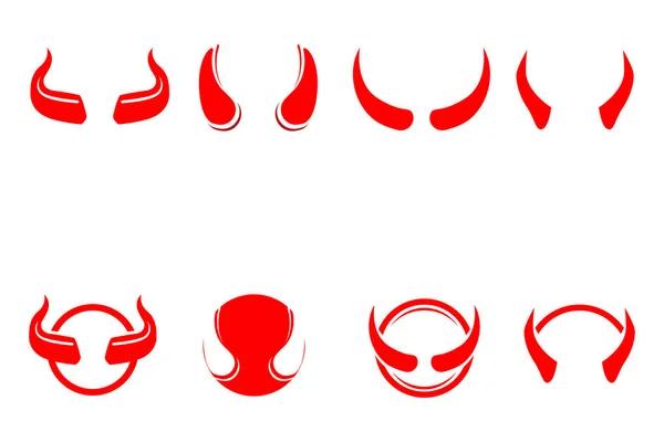Şeytan Boynuzu Vektör Simgesi Tasarım Logo Şablonu — Stok Vektör
