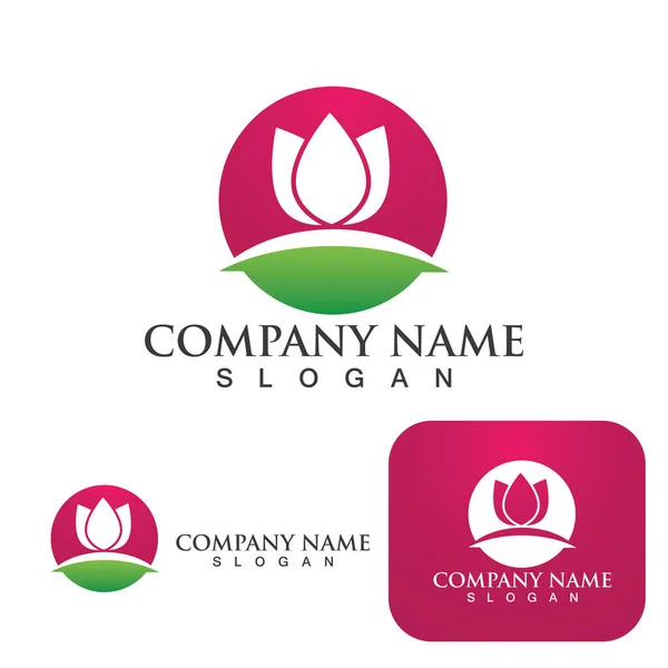 Lotus Bloemen Ontwerp Logo Template Pictogram — Stockvector