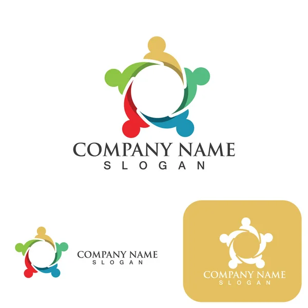 Gemenskapsgruppens Logotyp Nätverk Och Sociala Ikon Vektor — Stock vektor