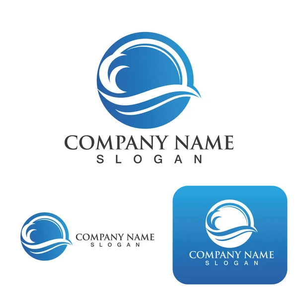 Wave Logotipo Ícone Vetor Ilustração Design Logotipo —  Vetores de Stock