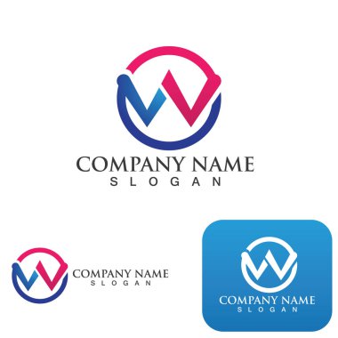 W Harfi Logo Şablonu vektör çizimi tasarımı