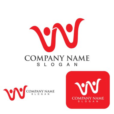 W Harfi Logo Şablonu vektör çizimi tasarımı