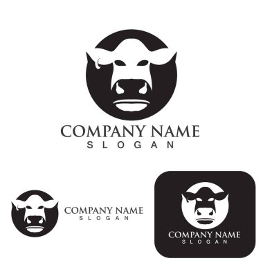 İnek baş sembolleri logo vektör templat