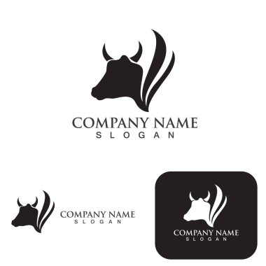 İnek baş sembolleri logo vektör templat