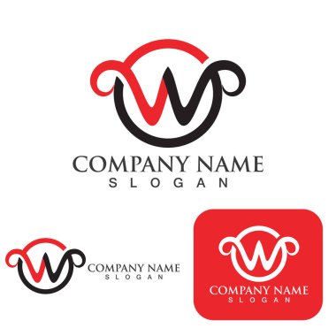 W Harfi Logo Şablonu vektör çizimi tasarımı