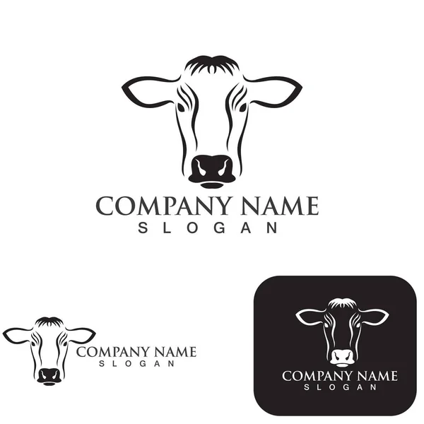 Vaca Cabeza Símbolos Logotipo Vector Plantilla — Vector de stock