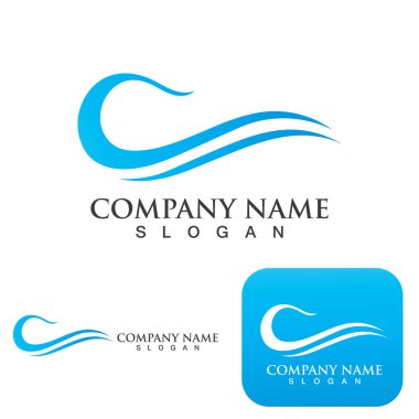 Dalga su logosu vektör illüstrasyon tasarımı