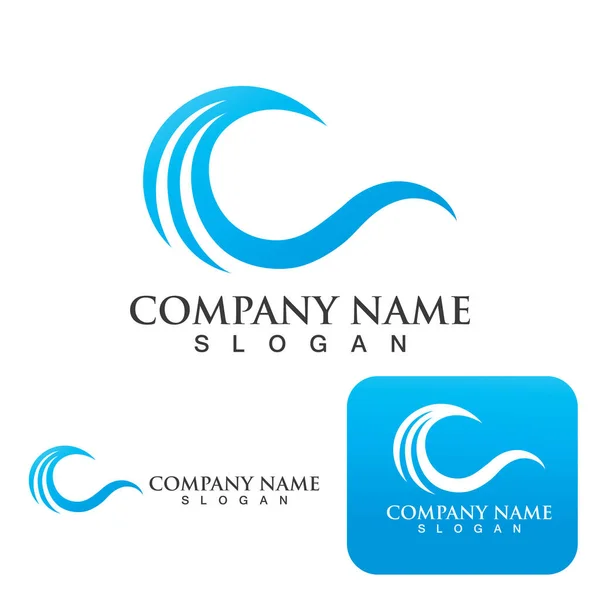 Wave Água Logotipo Ícone Vetor Ilustração Design —  Vetores de Stock