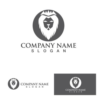 Lion King logo vektör çizimi. Altın Aslan Kral baş işareti konsepti. Siyah arkaplan izole edilmiş.