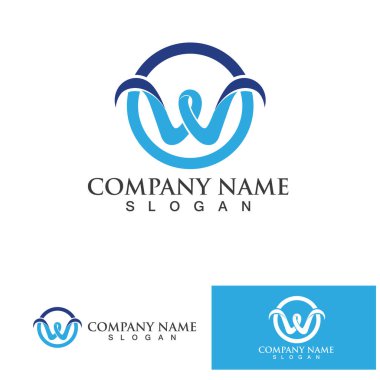 W Harfi Logo Şablonu vektör çizimi tasarımı