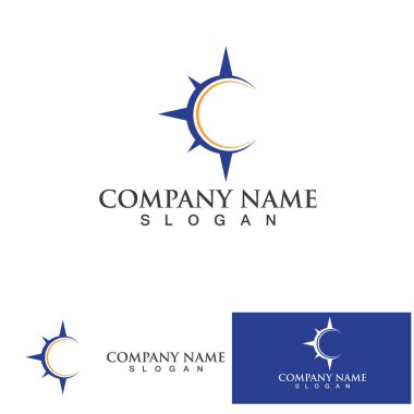 compas simgesi. Compas-vektör compas işaret sembolünün düz illüstrasyonu.